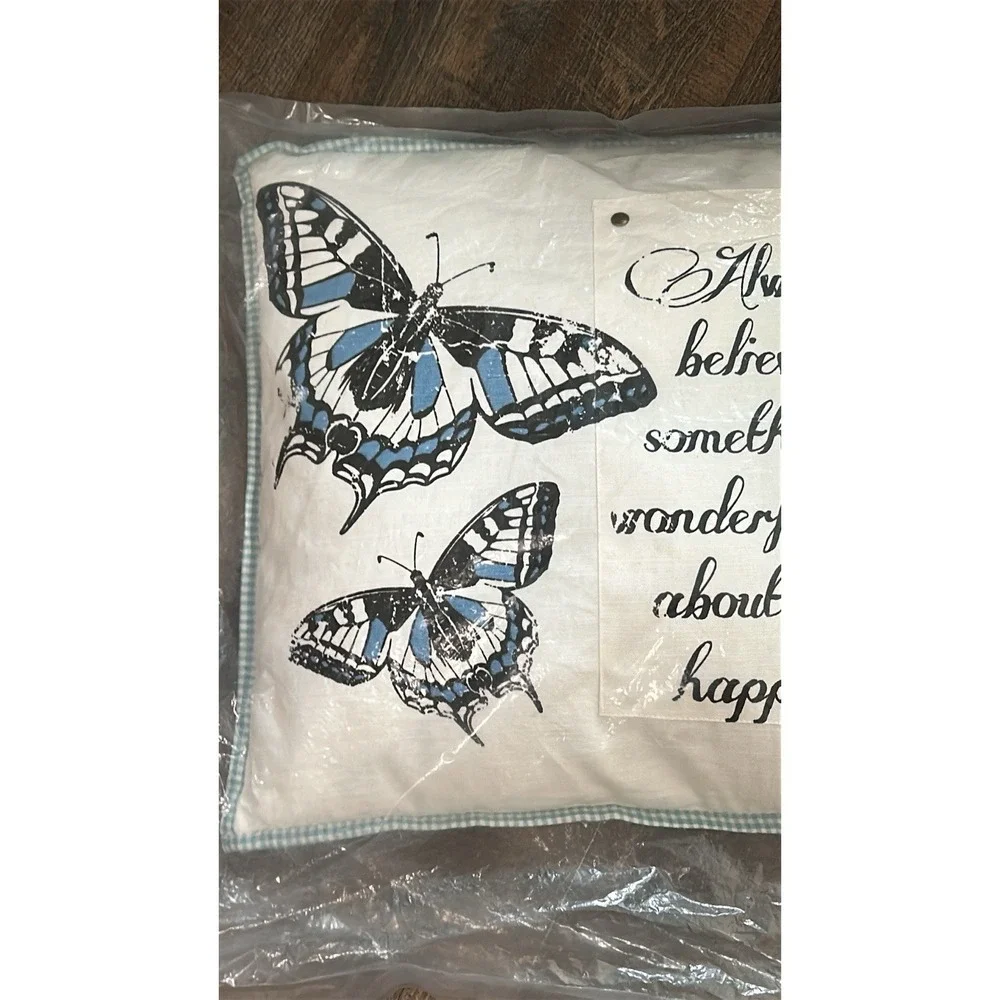 Butterfly Pillow 20x20 NEW Always believe something wonderful is about to happen
